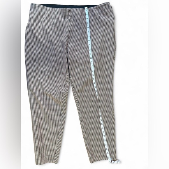 Women’s Checkered Slack Pants Brown & White Gingham Pull-On Skinny Pants size 16 - Picture 5 of 8